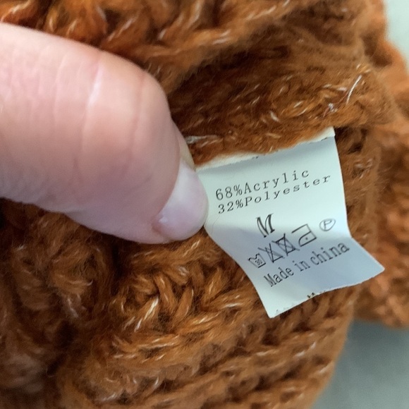 Chunky Cable Knit sweater turtleneck brown camel size M oversized‎ fall winter - Picture 7 of 10